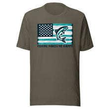 Load image into Gallery viewer, Fishing Makes Me Happy Flag Unisex t-shirt