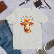Load image into Gallery viewer, It's Fall Y'All Highland Cow Unisex t-shirt (Lighter Colors)