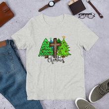 Load image into Gallery viewer, Jesus Christmas Trees and Cross Unisex t-shirt
