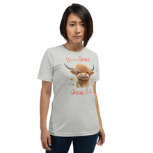 Load image into Gallery viewer, Give Grace, Jesus Did (Highland Cow) Unisex t-shirt