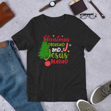 Load image into Gallery viewer, Christmas Obsessed and Jesus Blessed Unisex t-shirt