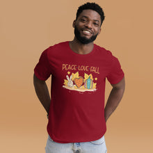Load image into Gallery viewer, Peace Love Fall Orange Heart Unisex t-shirt
