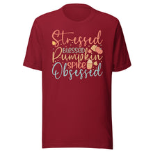 Load image into Gallery viewer, Stressed, Blessed & Pumpkin Spiced Obsessed Unisex t-shirt