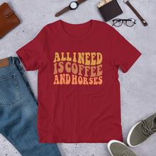 Load image into Gallery viewer, All I Need Is Coffee And Horses Unisex t-shirt