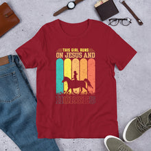 Load image into Gallery viewer, This Girl Runs On Jesus And Horses Unisex t-shirt