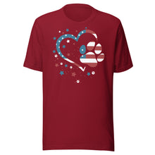 Load image into Gallery viewer, Patriotic Heart and Pet Paw Unisex t-shirt