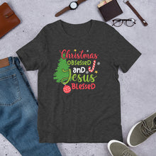 Load image into Gallery viewer, Christmas Obsessed and Jesus Blessed Unisex t-shirt