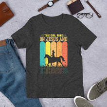 Load image into Gallery viewer, This Girl Runs On Jesus And Horses Unisex t-shirt