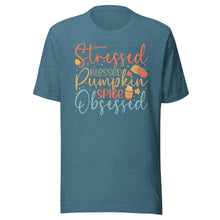 Load image into Gallery viewer, Stressed, Blessed & Pumpkin Spiced Obsessed Unisex t-shirt