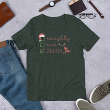 Load image into Gallery viewer, Naughty, Nice, Drunk Unisex t-shirt