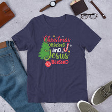 Load image into Gallery viewer, Christmas Obsessed and Jesus Blessed Unisex t-shirt