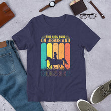 Load image into Gallery viewer, This Girl Runs On Jesus And Horses Unisex t-shirt