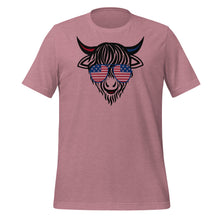 Load image into Gallery viewer, Patriotic Highland Cow Silhouette Unisex t-shirt