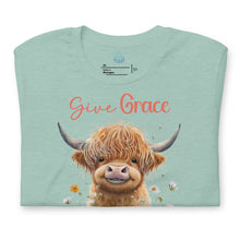 Load image into Gallery viewer, Give Grace, Jesus Did (Highland Cow) Unisex t-shirt