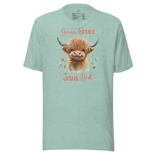 Load image into Gallery viewer, Give Grace, Jesus Did (Highland Cow) Unisex t-shirt