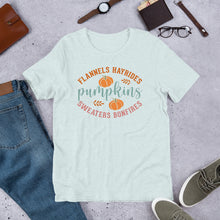 Load image into Gallery viewer, Flannels, Hayrides, Pumpkins Unisex t-shirt