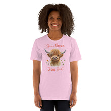 Load image into Gallery viewer, Give Grace, Jesus Did (Highland Cow) Unisex t-shirt