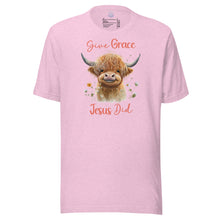 Load image into Gallery viewer, Give Grace, Jesus Did (Highland Cow) Unisex t-shirt