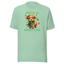 Load image into Gallery viewer, Spread Love Like Shamrocks In Spring (Highland Cows) Unisex t-shirt
