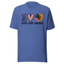 Load image into Gallery viewer, Peace Love America Unisex t-shirt