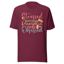 Load image into Gallery viewer, Stressed, Blessed & Pumpkin Spiced Obsessed Unisex t-shirt