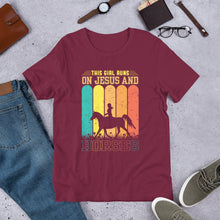 Load image into Gallery viewer, This Girl Runs On Jesus And Horses Unisex t-shirt