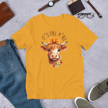 Load image into Gallery viewer, It's Fall Y'All Highland Cow Unisex t-shirt (Lighter Colors)