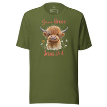 Load image into Gallery viewer, Give Grace, Jesus Did (Highland Cow) Unisex t-shirt