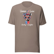 Load image into Gallery viewer, Llama Love Liberty & Laughter Unisex t-shirt