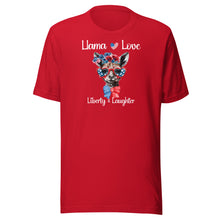 Load image into Gallery viewer, Llama Love Liberty & Laughter Unisex t-shirt