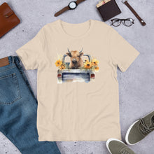 Load image into Gallery viewer, Highland Cow in Truck Unisex t-shirt
