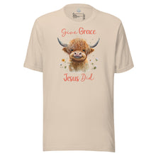 Load image into Gallery viewer, Give Grace, Jesus Did (Highland Cow) Unisex t-shirt