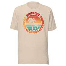 Load image into Gallery viewer, Sunrise Sunburn Sunset Repeat Retro Palms Unisex t-shirt