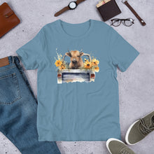 Load image into Gallery viewer, Highland Cow in Truck Unisex t-shirt