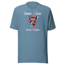 Load image into Gallery viewer, Llama Love Liberty & Laughter Unisex t-shirt