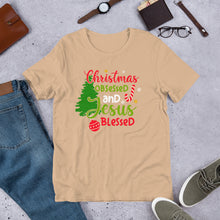 Load image into Gallery viewer, Christmas Obsessed and Jesus Blessed Unisex t-shirt