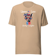 Load image into Gallery viewer, Llama Love Liberty & Laughter Unisex t-shirt