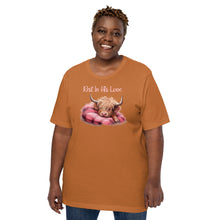 Load image into Gallery viewer, Rest In His Love (highland cow) Unisex t-shirt
