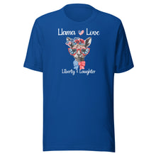 Load image into Gallery viewer, Llama Love Liberty & Laughter Unisex t-shirt