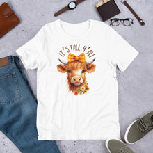 Load image into Gallery viewer, It's Fall Y'All Highland Cow Unisex t-shirt (Lighter Colors)