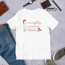 Load image into Gallery viewer, Naughty, Nice, Drunk Unisex t-shirt