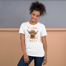 Load image into Gallery viewer, Give Grace, Jesus Did (Highland Cow) Unisex t-shirt