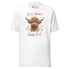 Load image into Gallery viewer, Give Grace, Jesus Did (Highland Cow) Unisex t-shirt