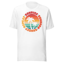 Load image into Gallery viewer, Sunrise Sunburn Sunset Repeat Retro Palms Unisex t-shirt