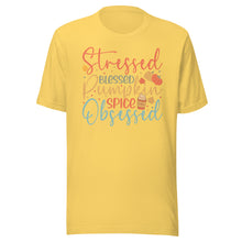 Load image into Gallery viewer, Stressed, Blessed & Pumpkin Spiced Obsessed Unisex t-shirt