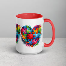 Load image into Gallery viewer, Autism Hearts Mug with Color Inside