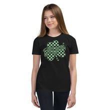 Load image into Gallery viewer, Mini Checkered Shamrock Youth Short Sleeve T-Shirt