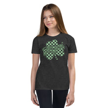 Load image into Gallery viewer, Mini Checkered Shamrock Youth Short Sleeve T-Shirt
