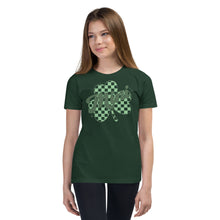 Load image into Gallery viewer, Mini Checkered Shamrock Youth Short Sleeve T-Shirt