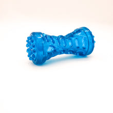Load image into Gallery viewer, Side view of small clear thermoplastic rubber dog bone. Picture shows texture and shape of the bone. Displayed on white background.